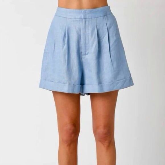 BCBGMAXAZRIA linen pleated trouser shorts - Picture 1 of 6